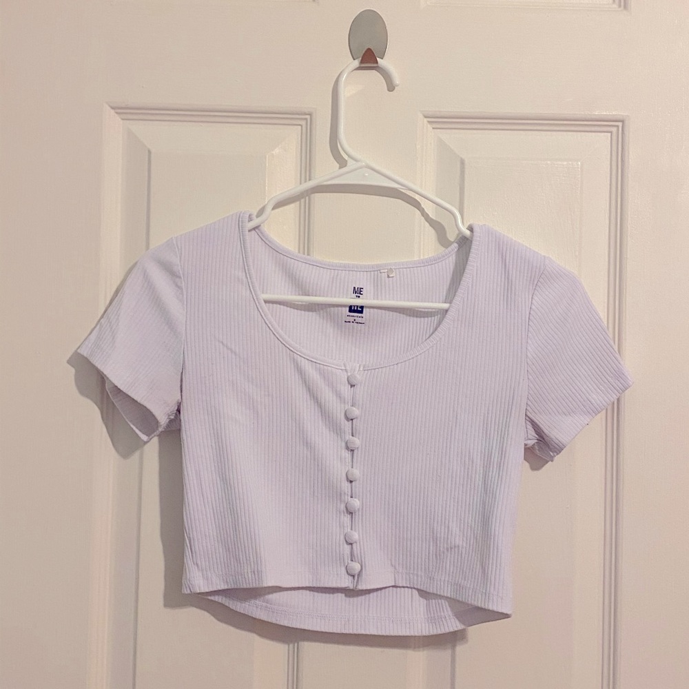 White button up crop top